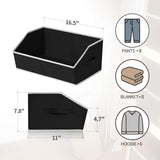 Moonval Trapezoid Closet Shelf Organizers, 3-Pack Large Fabric Storage Bins with Handles