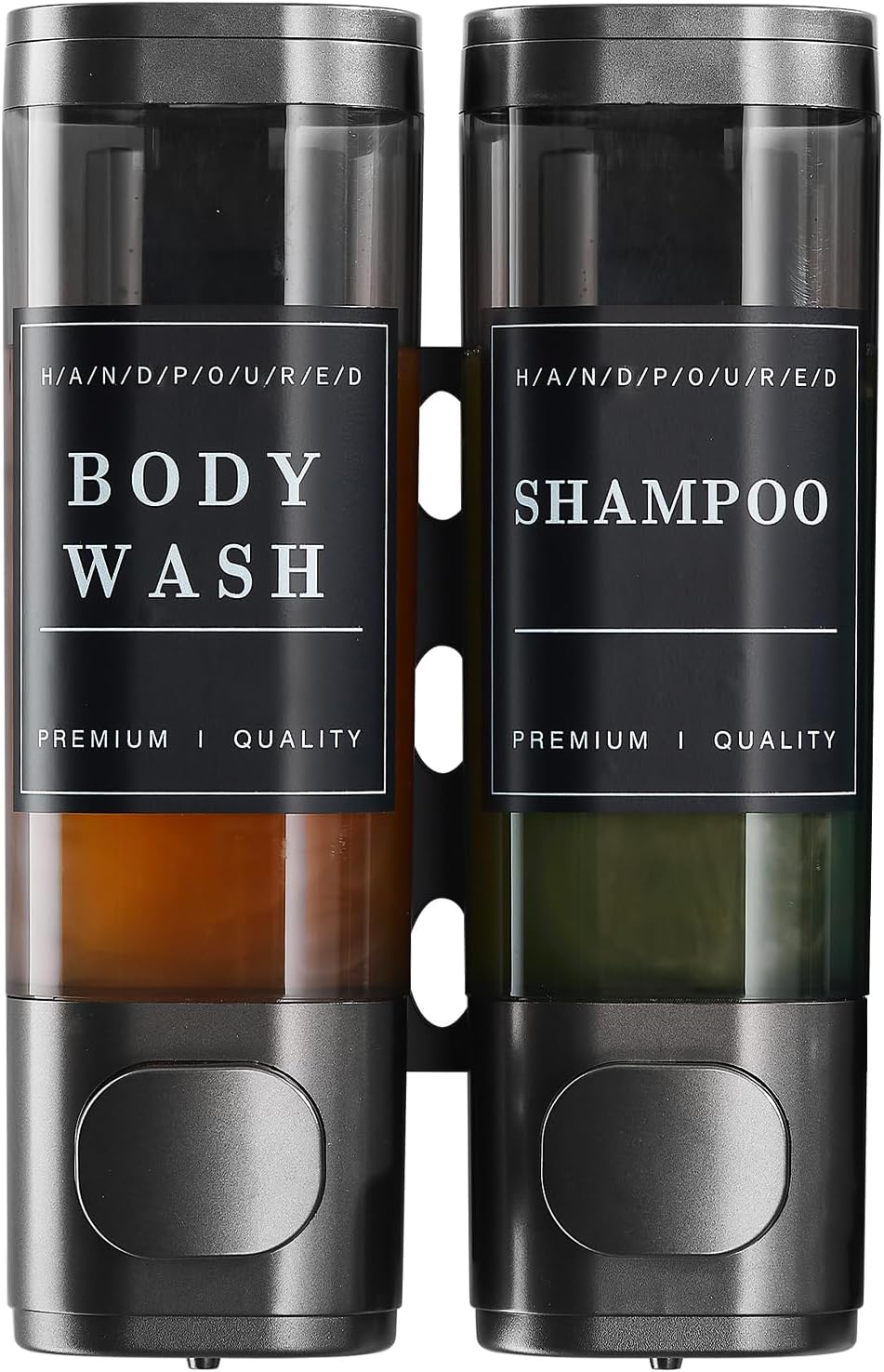Moonval 3-Chamber Shower Dispenser, No-Drill Wall-Mounted Shampoo & Soap Organizer