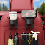 Moonval Car Seat Cup Holder & Phone Mount, Headrest Organizer with Bag Hooks
