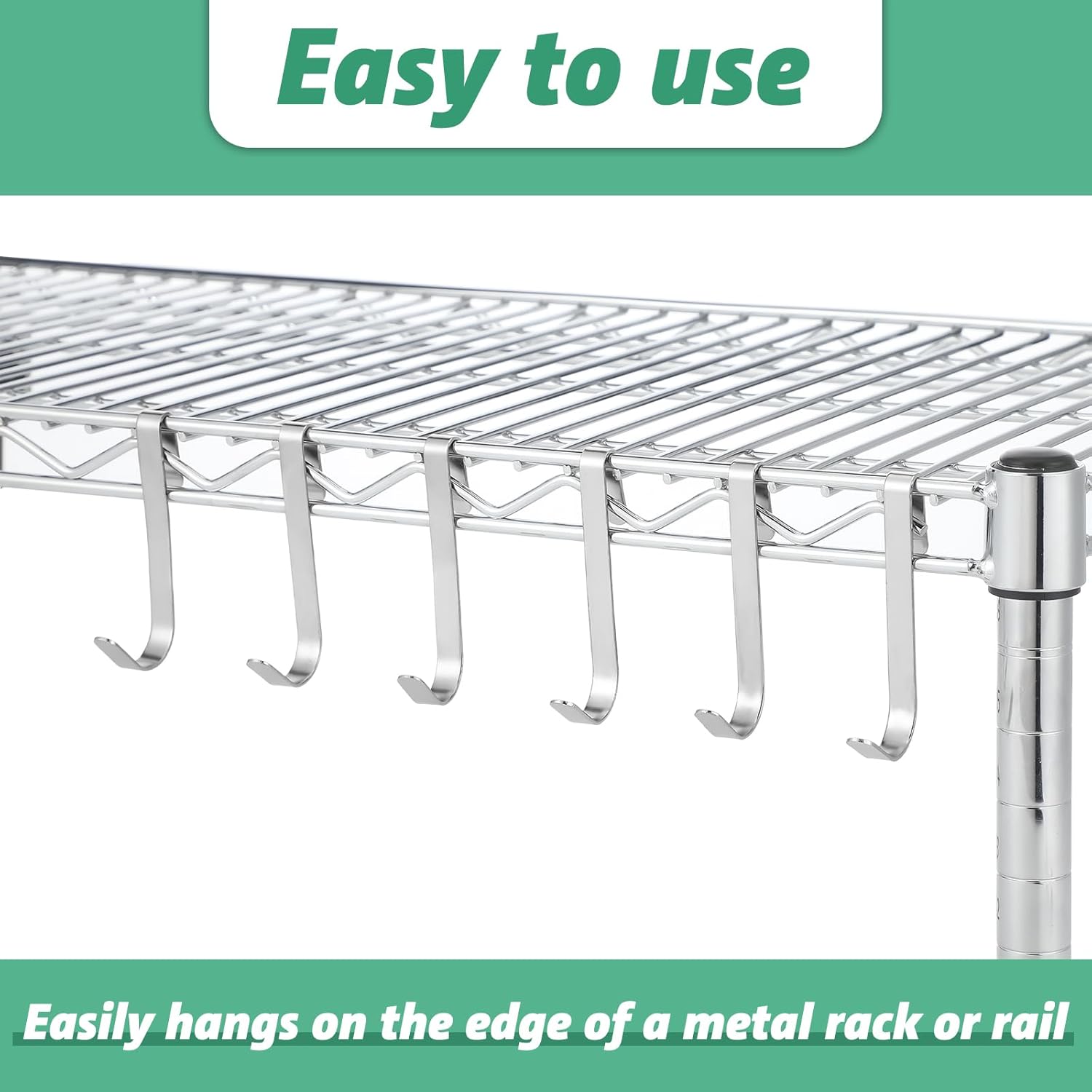 Moonval Wire Shelf J Hooks, Heavy-Duty Metal Hanging Hooks for Closet & Storage Racks
