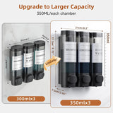 Moonval 3-Chamber Shower Dispenser, No-Drill Wall-Mounted Shampoo & Soap Organizer