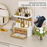 Moonval Makeup Organizer, 5-Tier Vanity Storage with 3 Large Drawers for Cosmetics & Skincare
