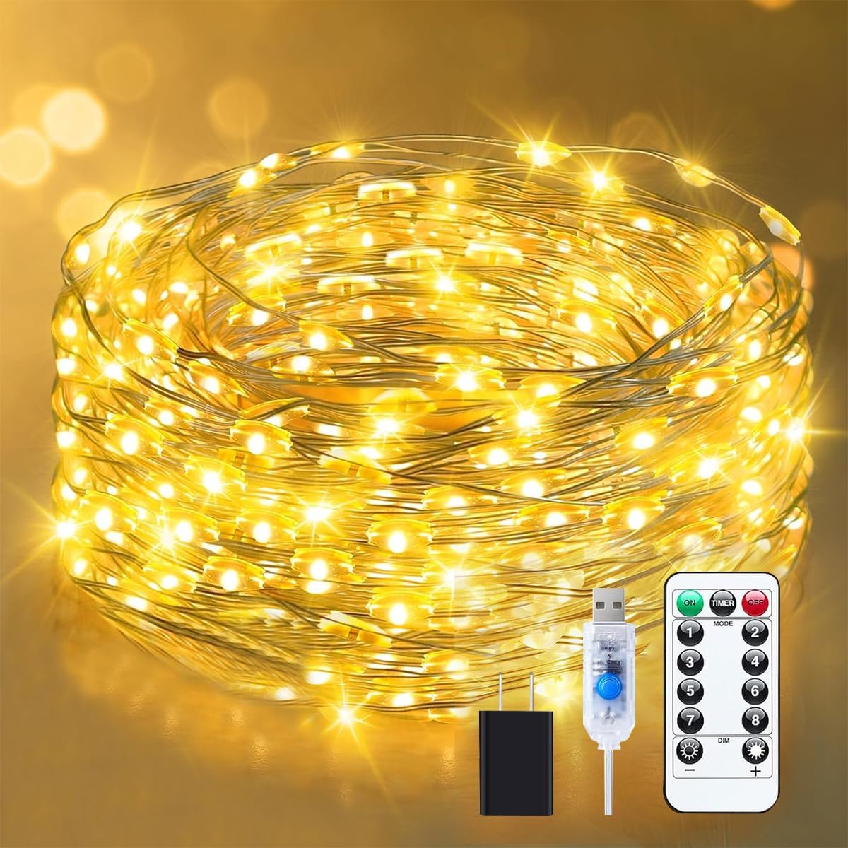 Moonval Fairy String Lights, 100 LED 40 ft Plug-In Twinkle Lights with Remote & Timer, Multicolor