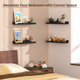 Moonval Floating Wall Shelves, Set of 6 Wood Storage & Display Shelves for Home Decor