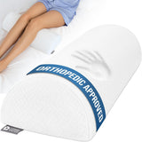Moonval Half Moon Knee Pillow, Memory Foam Leg Bolster Pillow for Back Sleeping, White