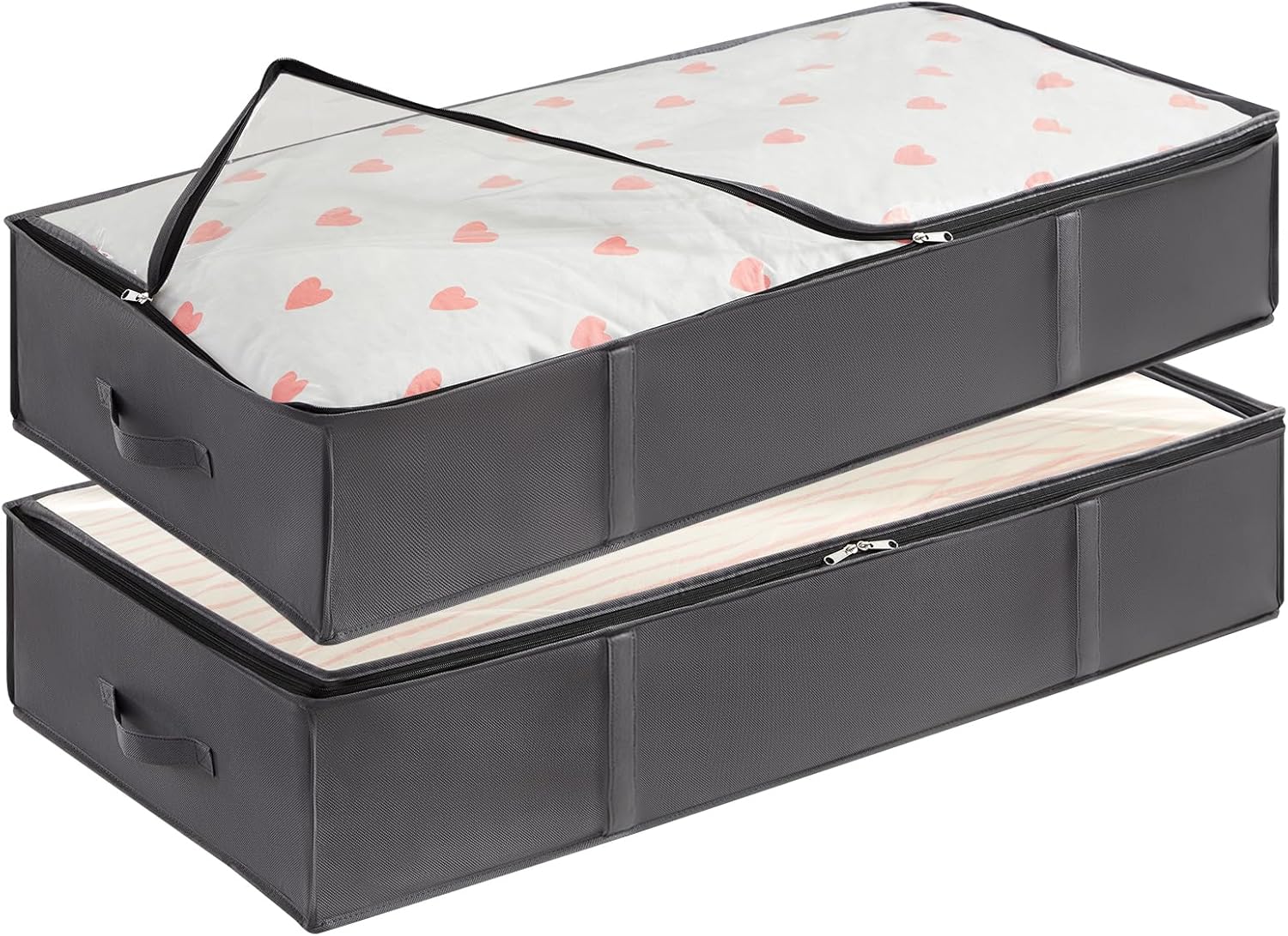 Moonval Under Bed Storage Bags, Foldable Organizers with Reinforced Handles for Bedding & Clothes