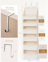 Moonval Over-the-Door Organizer, 6-Shelf Hanging Storage with 13 Mesh Pockets