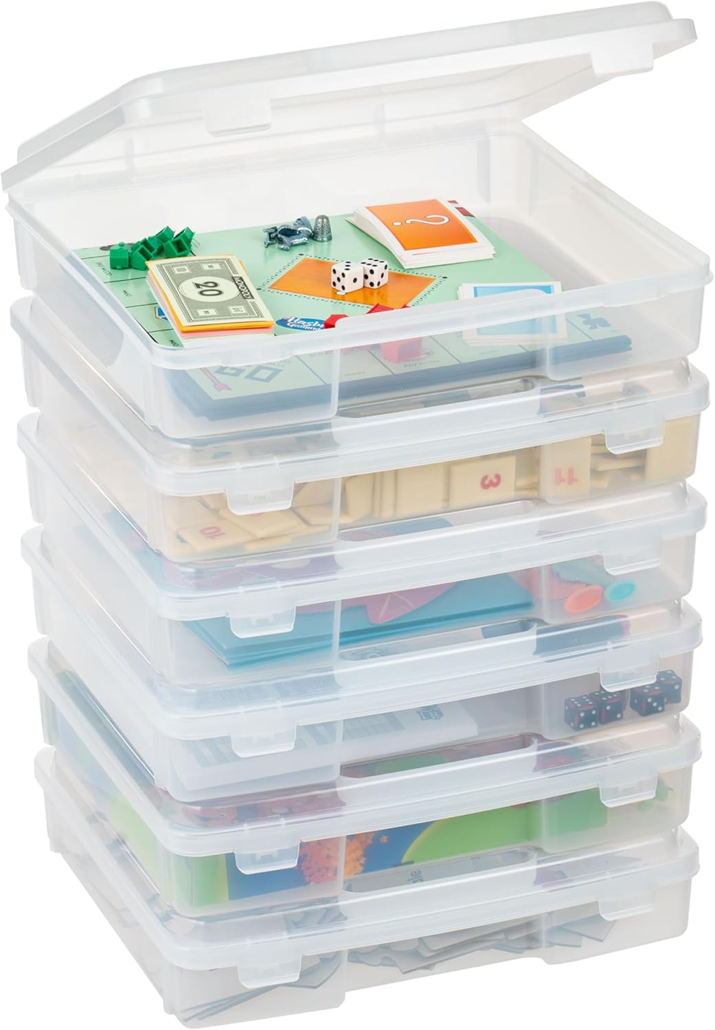 Moonval Board Game Storage Containers, Clear Organizers with Snap-Tight Lids & Built-In Handles