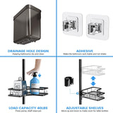 Moonval Corner Shower Caddy, 4-Tier Adjustable Rustproof Tension Pole Organizer, No-Drill Bathroom Shelf