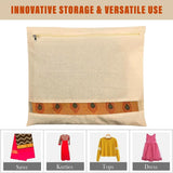 Moonval Cotton Saree Storage Cover, Breathable Zippered Garment Organizer for Travel