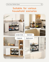 Moonval Under Sink Organizers, 3-Pack 2-Tier Sliding Storage Drawers for Kitchen & Bathroom Cabinets