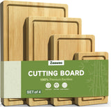 Moonval Bamboo Cutting Board Set, 3-Piece Carbonized Wood Chopping Boards with Juice Grooves