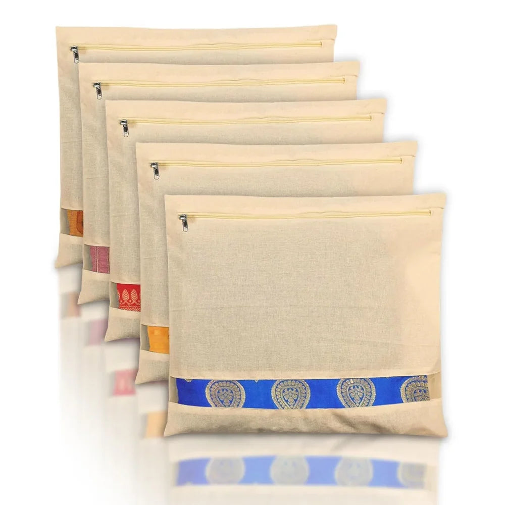 Moonval Cotton Saree Storage Cover, Breathable Zippered Garment Organizer for Travel