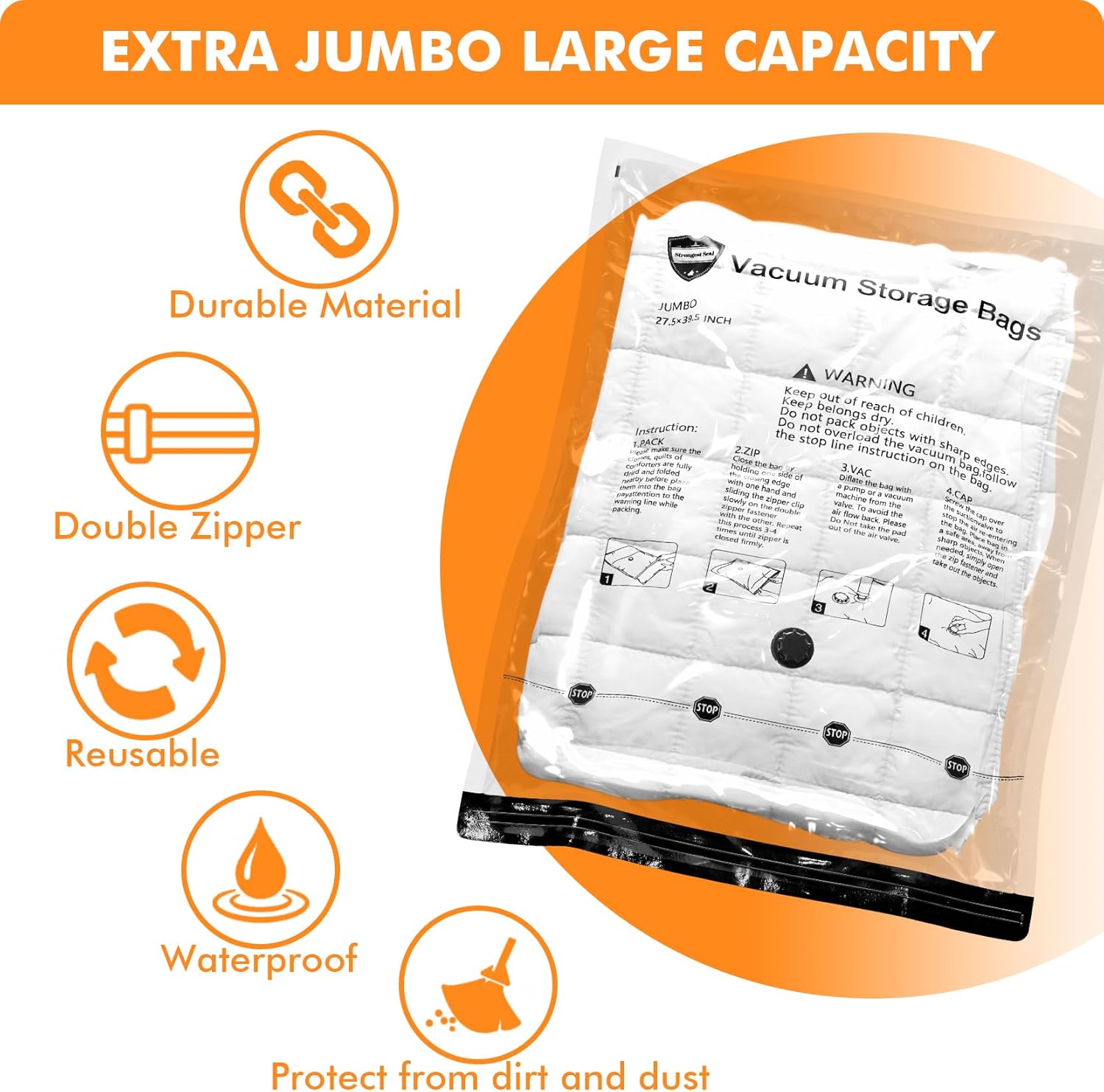 Moonval Vacuum Storage Bags, Space Saver Bags with Electric Pump for Clothes & Bedding
