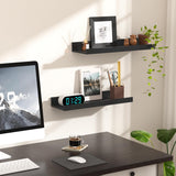 Moonval Floating Wall Shelves, Set of 6 Wood Storage & Display Shelves for Home Decor