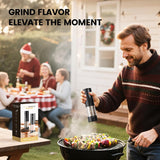 Moonval Electric Salt & Pepper Grinder Set, Rechargeable Automatic Mills with Adjustable Coarseness, Black