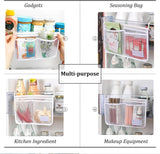 Moonval Hanging Mesh Organizer, Multi-Pocket Refrigerator Storage Bag with Hooks