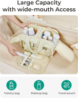 Moonval Travel Toiletry Bag, Waterproof Cosmetic Organizer with Wet Dry Compartment