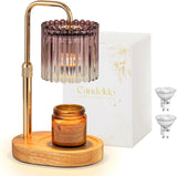 Moonval Candle Warmer Lamp, Height-Adjustable Dimmable Wax Warmer with Timer & 2 Bulbs