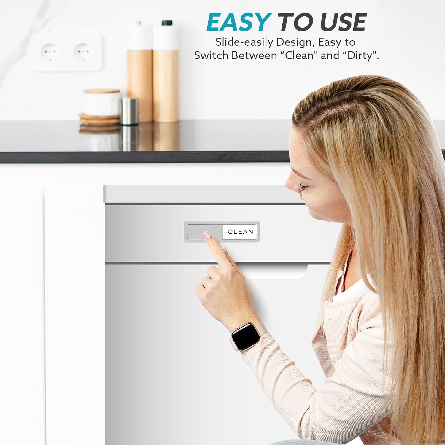 Moonval Dishwasher Magnet, Clean & Dirty Sliding Sign with Strong Non-Scratch Magnet