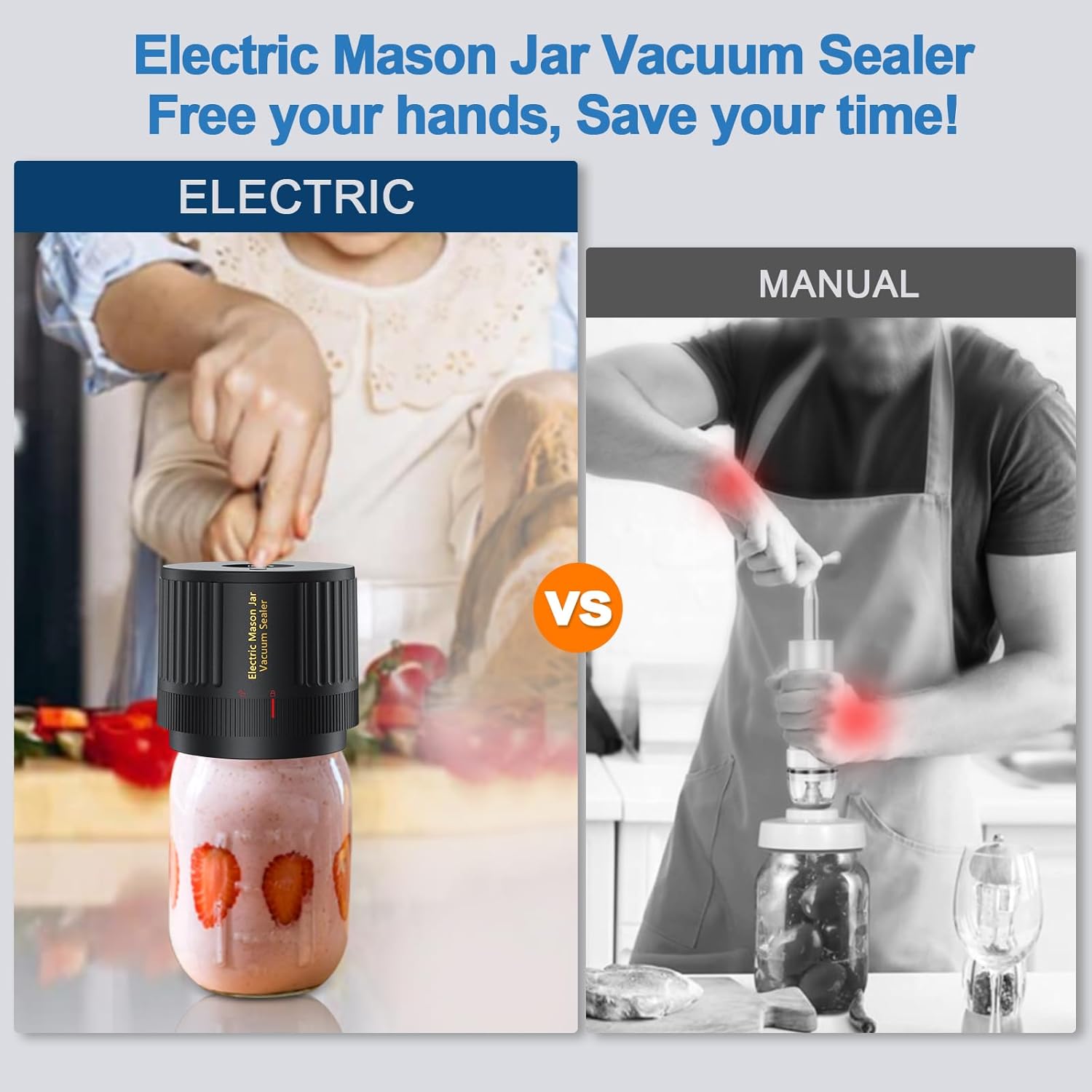 Moonval Electric Mason Jar Vacuum Sealer Kit, Food Saver for Wide & Regular Mouth Mason Jars