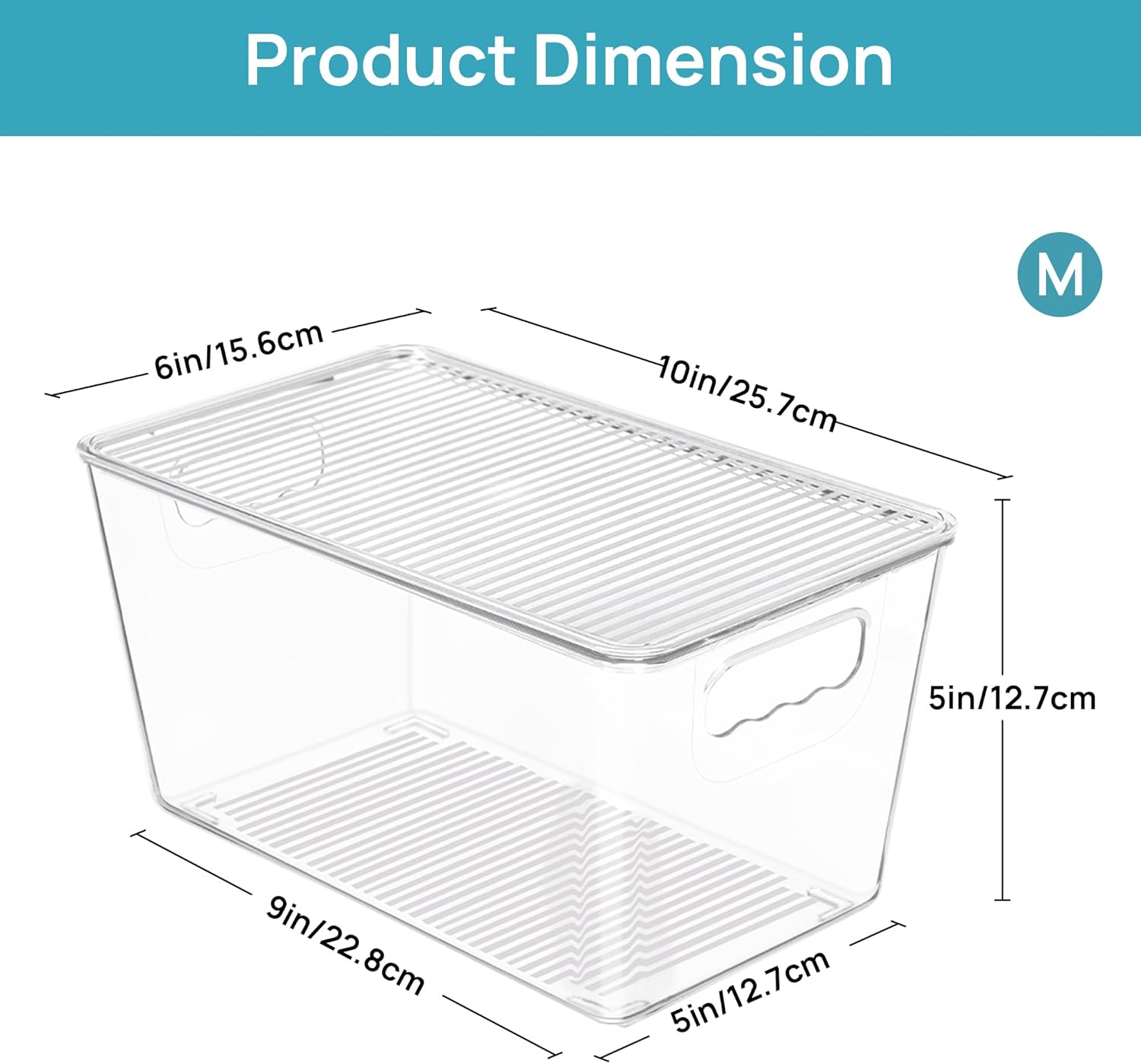 Moonval Clear Storage Bin with Lid, Stackable Plastic Organizer with Handle for Pantry, Fridge & Closet