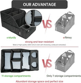 Moonval Car Seat Organizer, Front Seat Storage with 11 Compartments, 2 Cup Holders & Waterproof Oxford Fabric