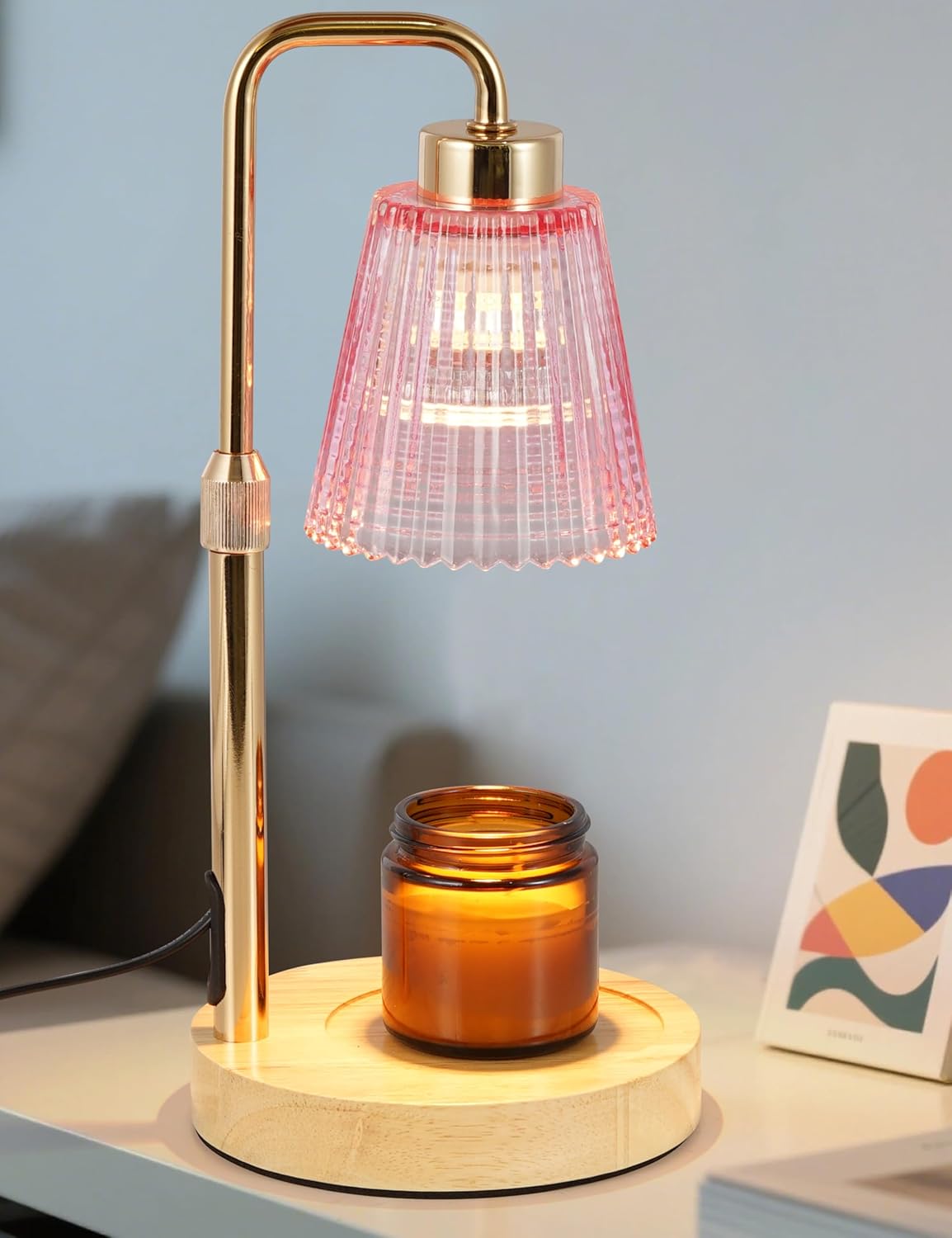 Moonval Candle Warmer Lamp, Dimmable Wax Melt Warmer with Timer & 2 Bulbs for Jar Candles
