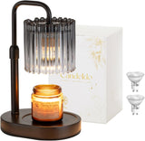 Moonval Candle Warmer Lamp, Height-Adjustable Dimmable Wax Warmer with Timer & 2 Bulbs