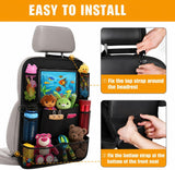 Moonval Backseat Car Organizer, 2-Pack Seat Protectors with Foldable Tray, 9 Pockets & Tablet Holder