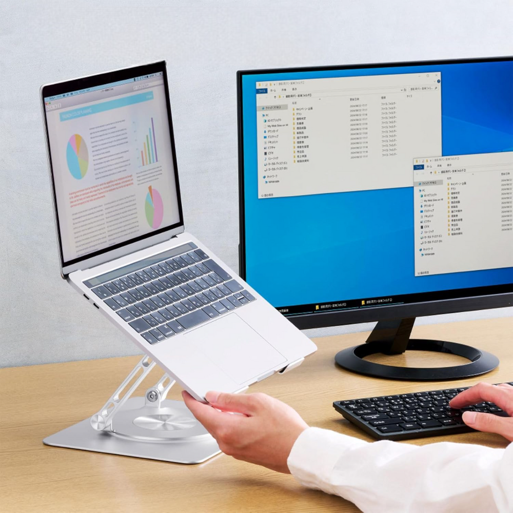 Moonval 360° Rotating Laptop Stand, Adjustable Aluminum Ergonomic Desk Stand for Laptops