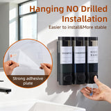 Moonval 3-Chamber Shower Dispenser, No-Drill Wall-Mounted Shampoo & Soap Organizer
