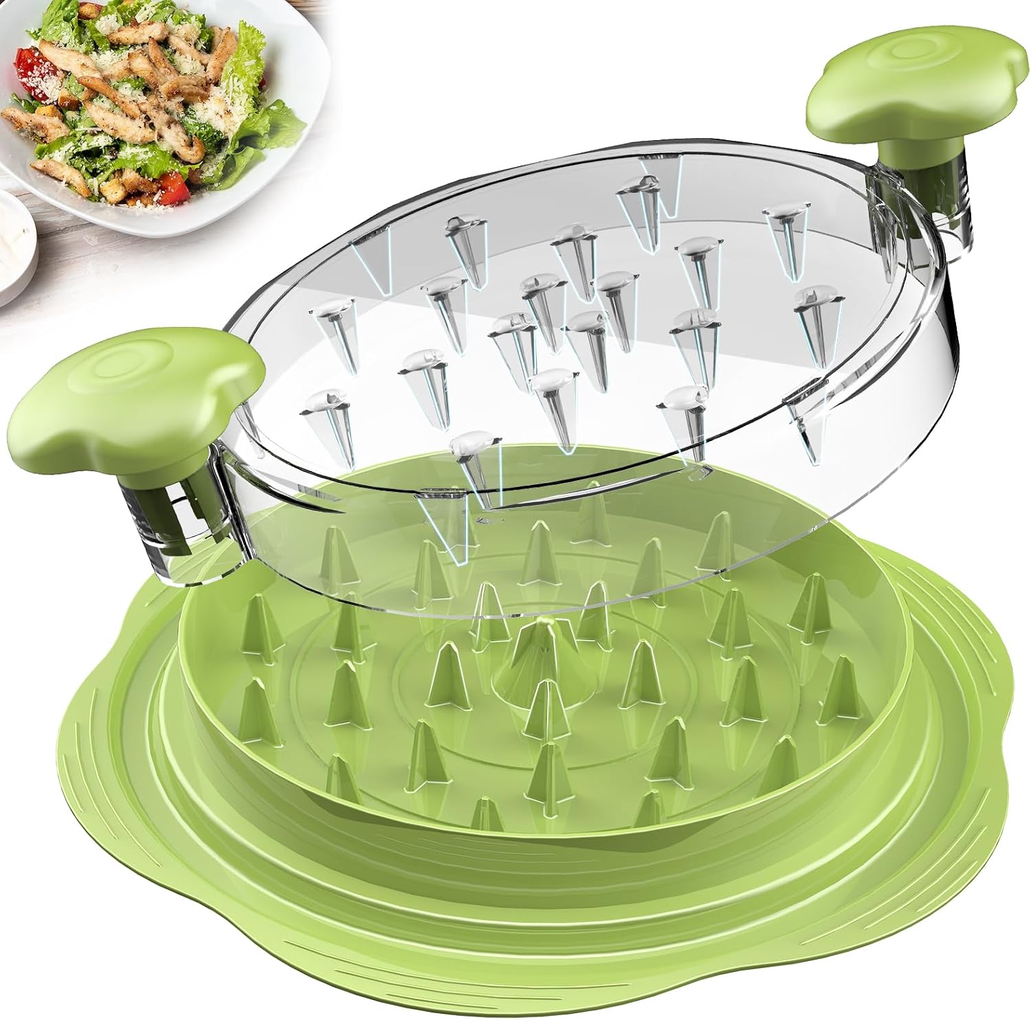 Moonval Chicken Shredder Tool, Large Twist Meat Shredder with Brush & Fork for Chicken, Pork & Beef