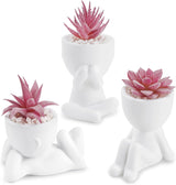 Moonval Mini Artificial Succulent Plants, Set of 3 Faux Potted Plants for Home & Office Decor