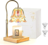 Moonval Candle Warmer Lamp, Height-Adjustable Dimmable Wax Warmer with Timer for Jar Candles, Gold