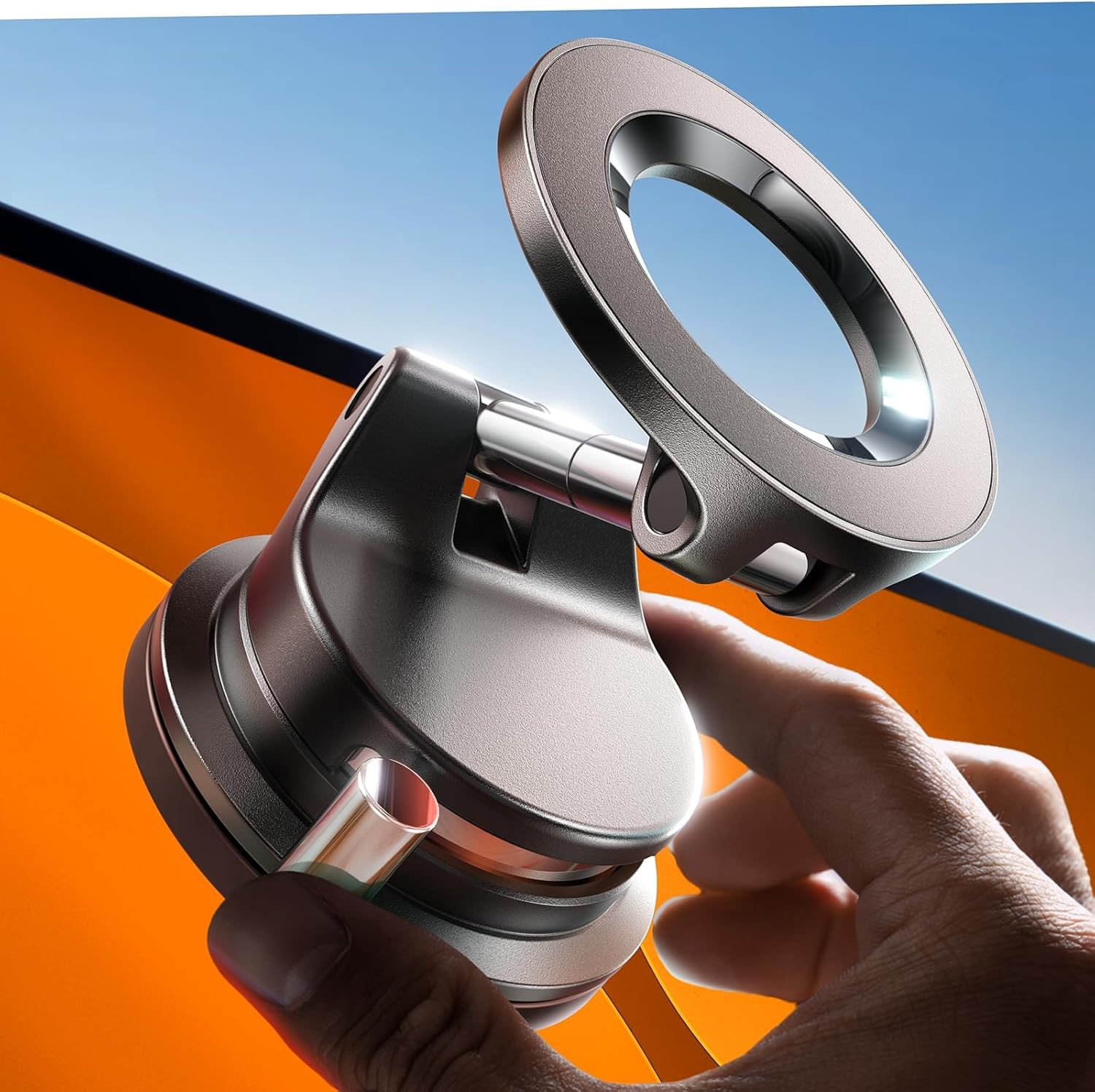 Moonval MagSafe Car Phone Mount, Magnetic Suction Cup Holder with 360° Adjustable Viewing Angle