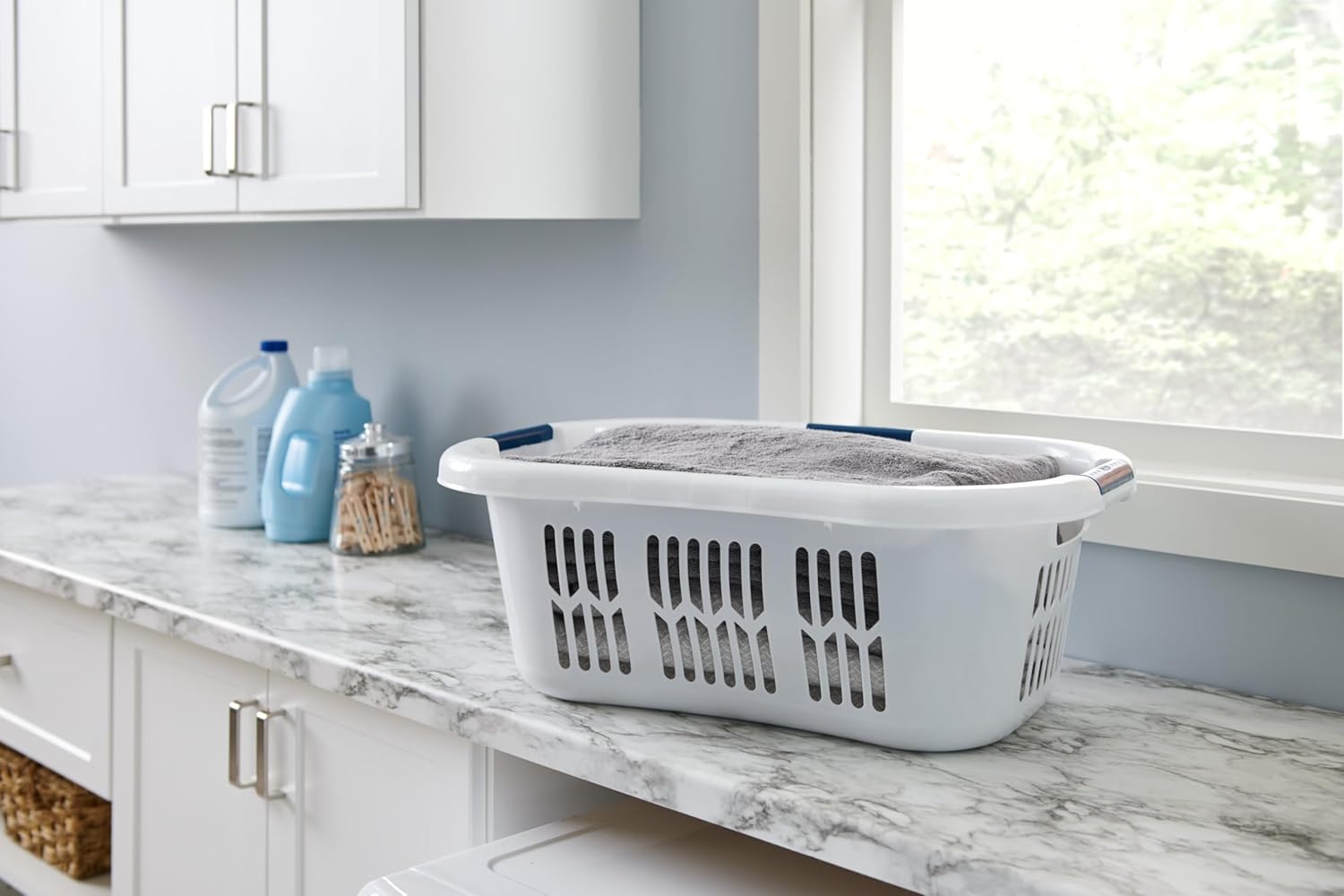 Moonval Laundry Basket, 1.5-Bushel Stackable Hamper with Easy-Carry Handles for Laundry & Storage