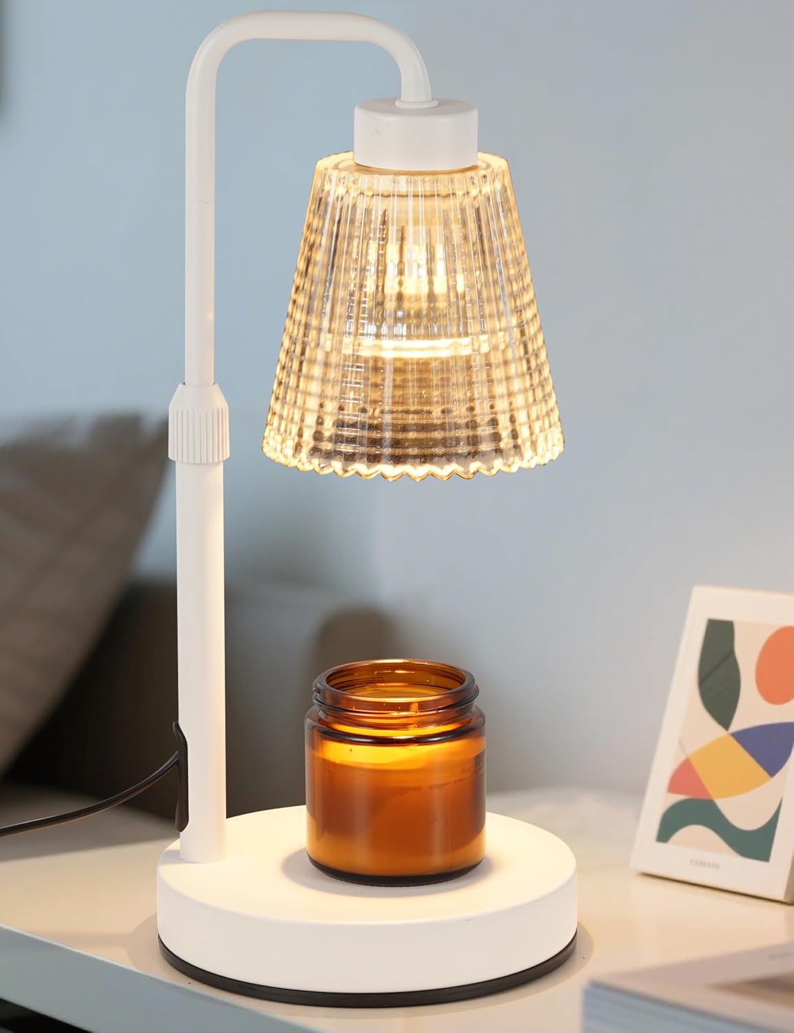 Moonval Candle Warmer Lamp, Dimmable Wax Melt Warmer with Timer & 2 Bulbs for Jar Candles
