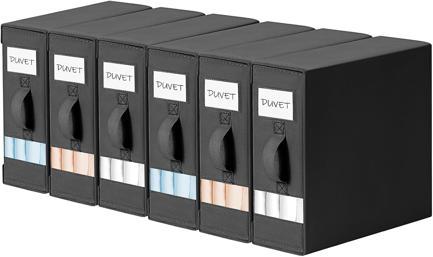 Moonval Bed Sheet Organizers, 6-Pack Foldable Linen Storage Boxes for Bedding, Blankets & Towels