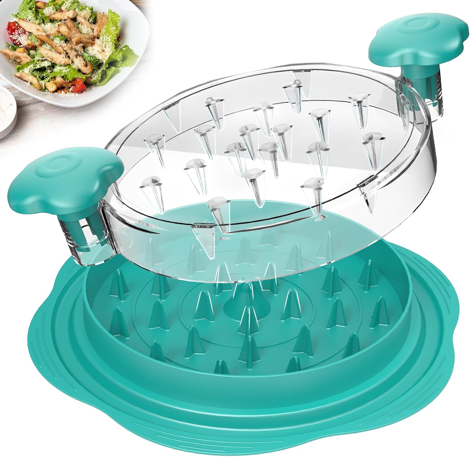 Moonval Chicken Shredder Tool, Large Twist Meat Shredder with Brush & Fork for Chicken, Pork & Beef
