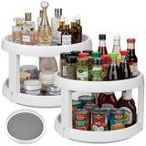 Moonval 2-Tier Turntable Organizer, Rotating Storage Tray for Fridge, Pantry & Cabinets