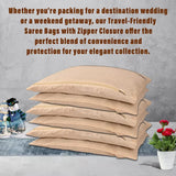 Moonval Cotton Saree Storage Cover, Breathable Zippered Garment Organizer for Travel