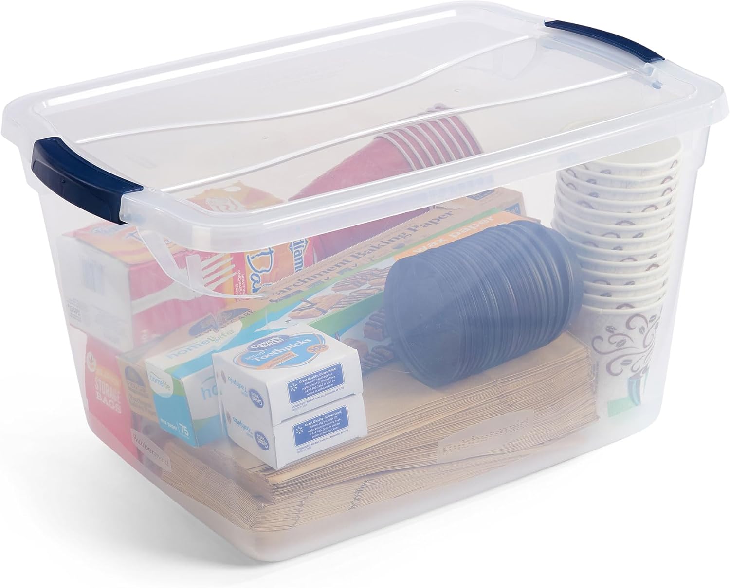 Moonval 32 Qt Stackable Storage Bins with Lids, 6-Pack Clear Plastic Closet Organizers