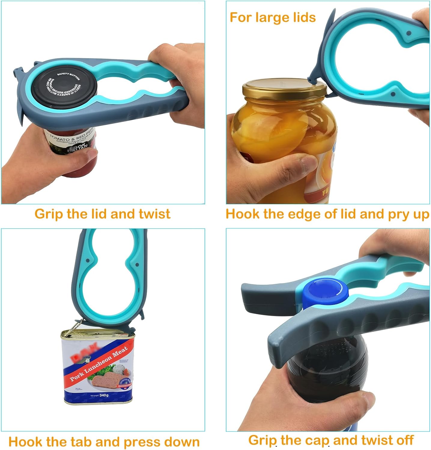 Moonval Jar Opener Set, Multi-Function Bottle & Can Opener for Easy Lid Opening