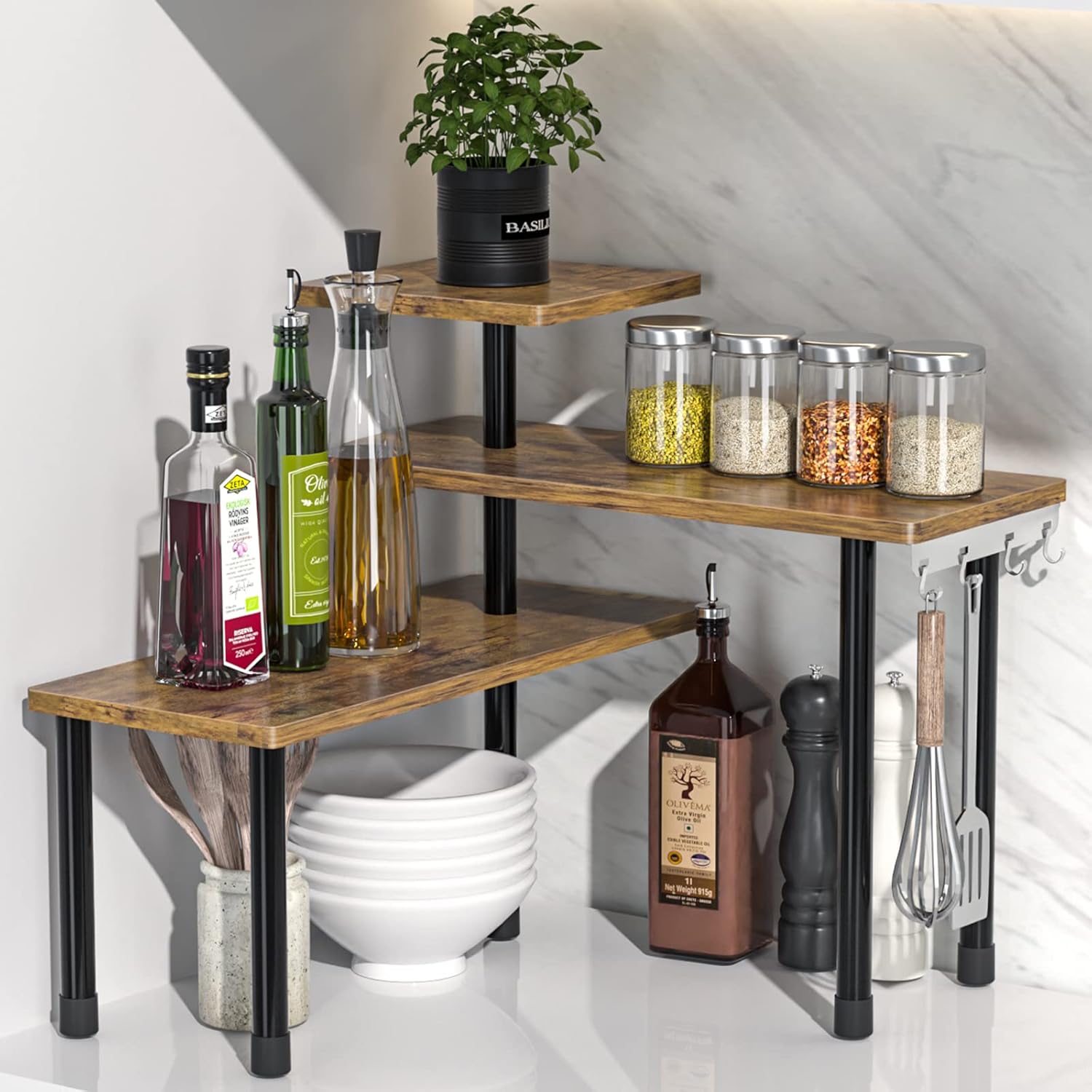 Moonval Countertop Organizer,  Corner Shelf for Kitchen, Bathroom, Coffee Station & Vanity