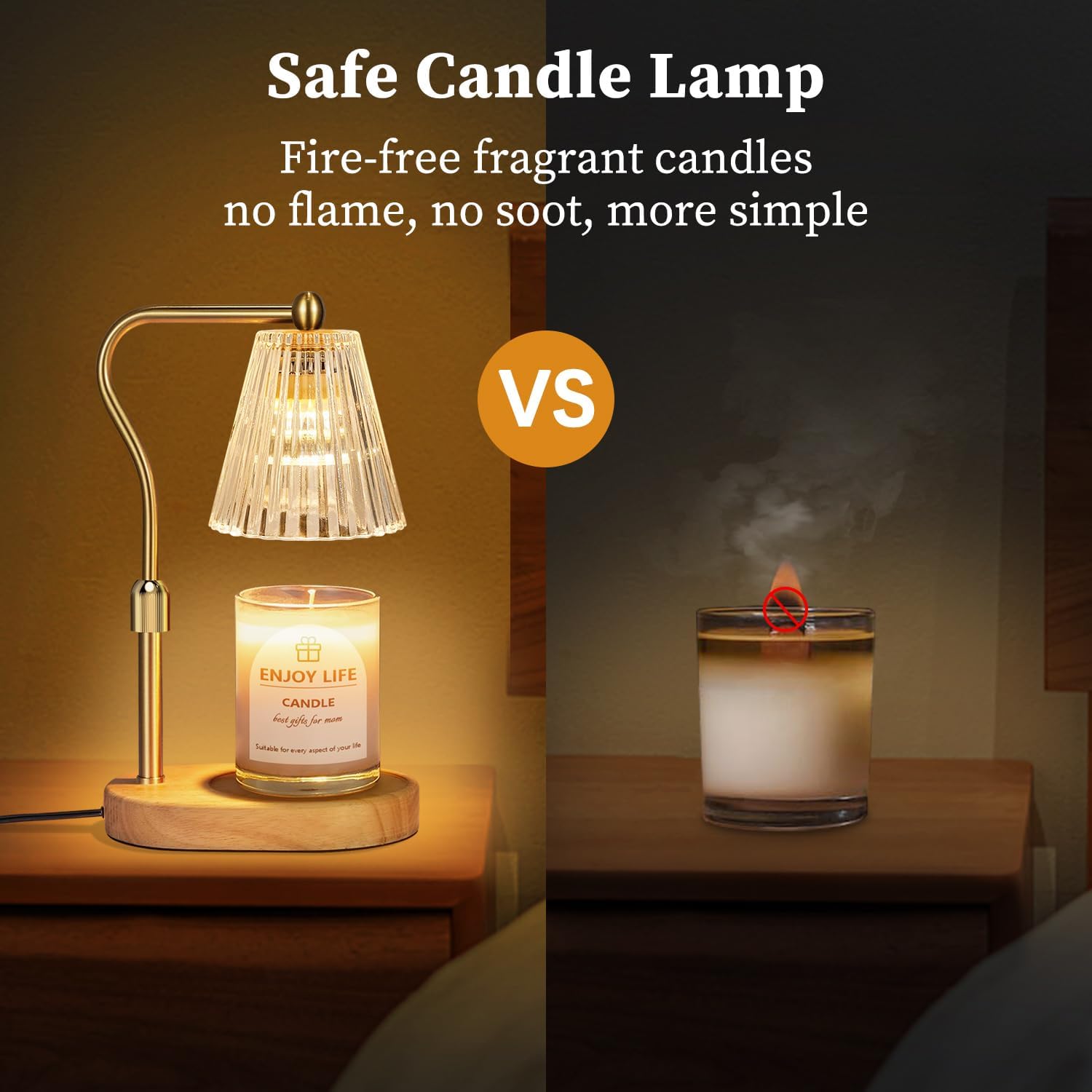 Moonval Candle Warmer Lamp, Dimmable Height-Adjustable Wax Warmer with Timer for Jar Candles