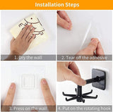 Moonval Wall Hook, 360° Rotating Heavy-Duty Self-Adhesive Hook for Home Organization