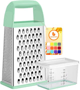 Moonval Cheese Grater, Stainless Steel Box Grater with Container for Cheese, Vegetables & Zesting