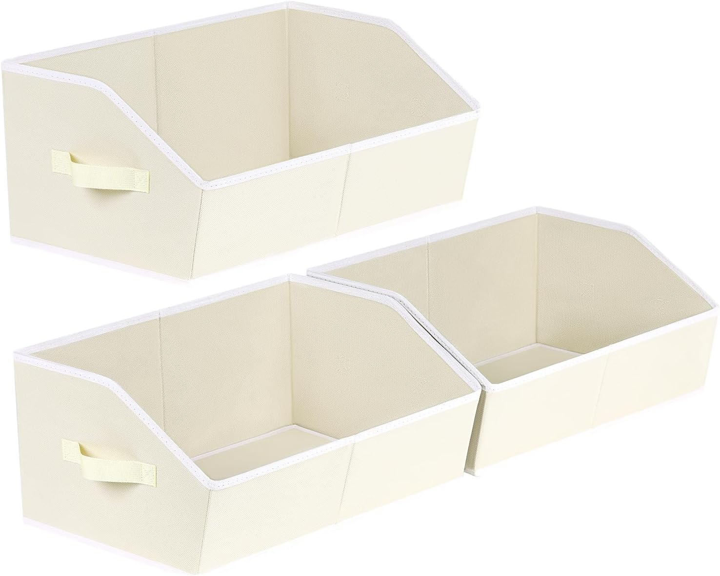 Moonval Trapezoid Closet Shelf Organizers, 3-Pack Large Fabric Storage Bins with Handles