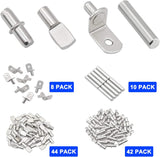 Moonval Shelf Pins Kit, 104-Piece Nickel-Plated Shelf Support Pegs Set for Cabinets & Bookshelves